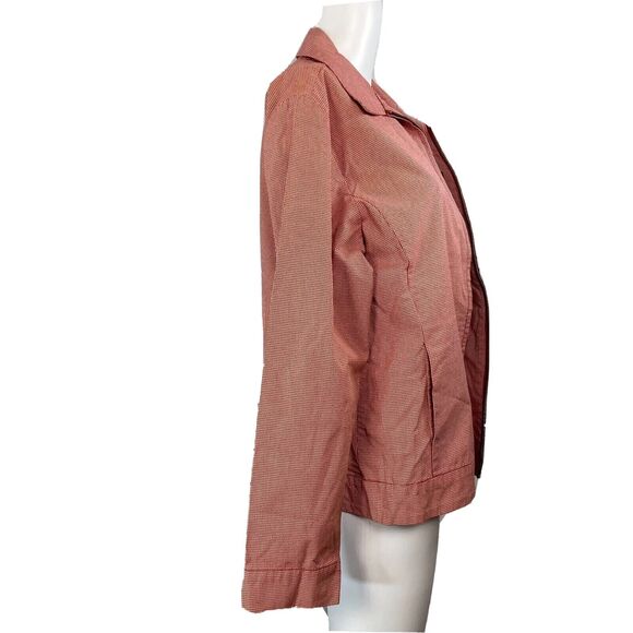 Eddie Bauer Jacket Womens Sz L Red‎ White Gingham Full Zip Cotton Lightweight - Picture 3 of 9